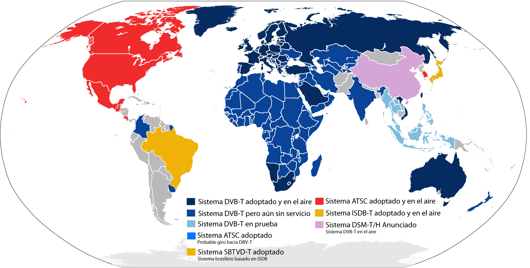 Mapa Estado Televisión Digital en el Mundo (sep2008)
